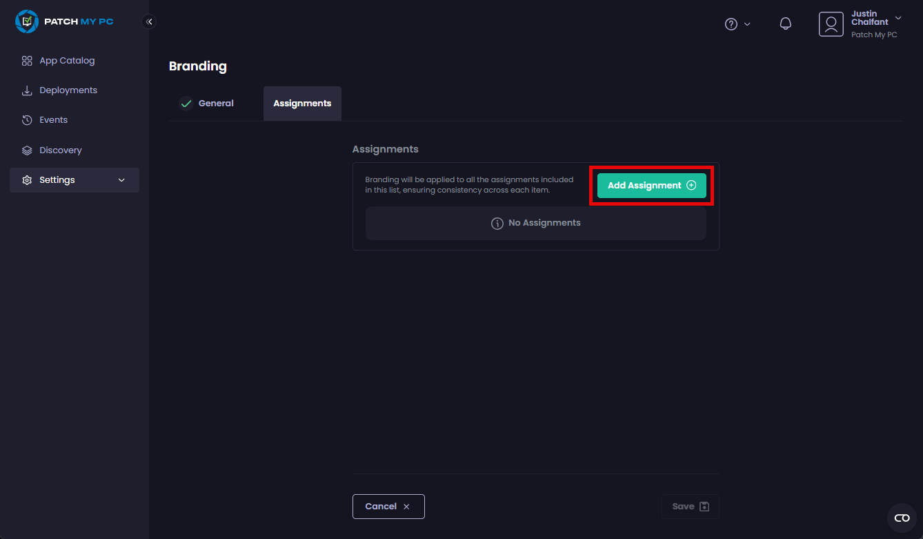 Clicking "Add Assignment"