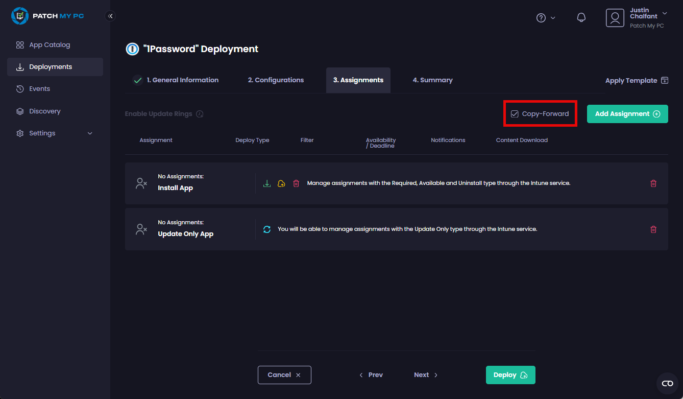 "Copy-Forward" checkbox