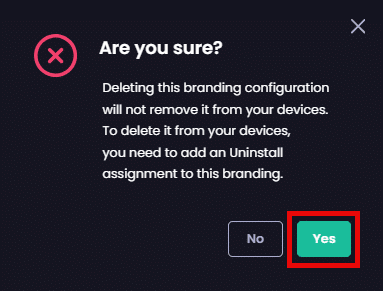 "Are you sure" dialog box