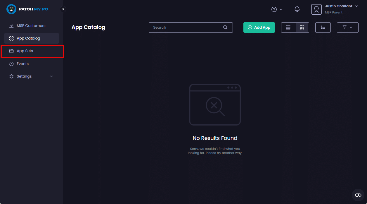 Navigating to "App Sets"