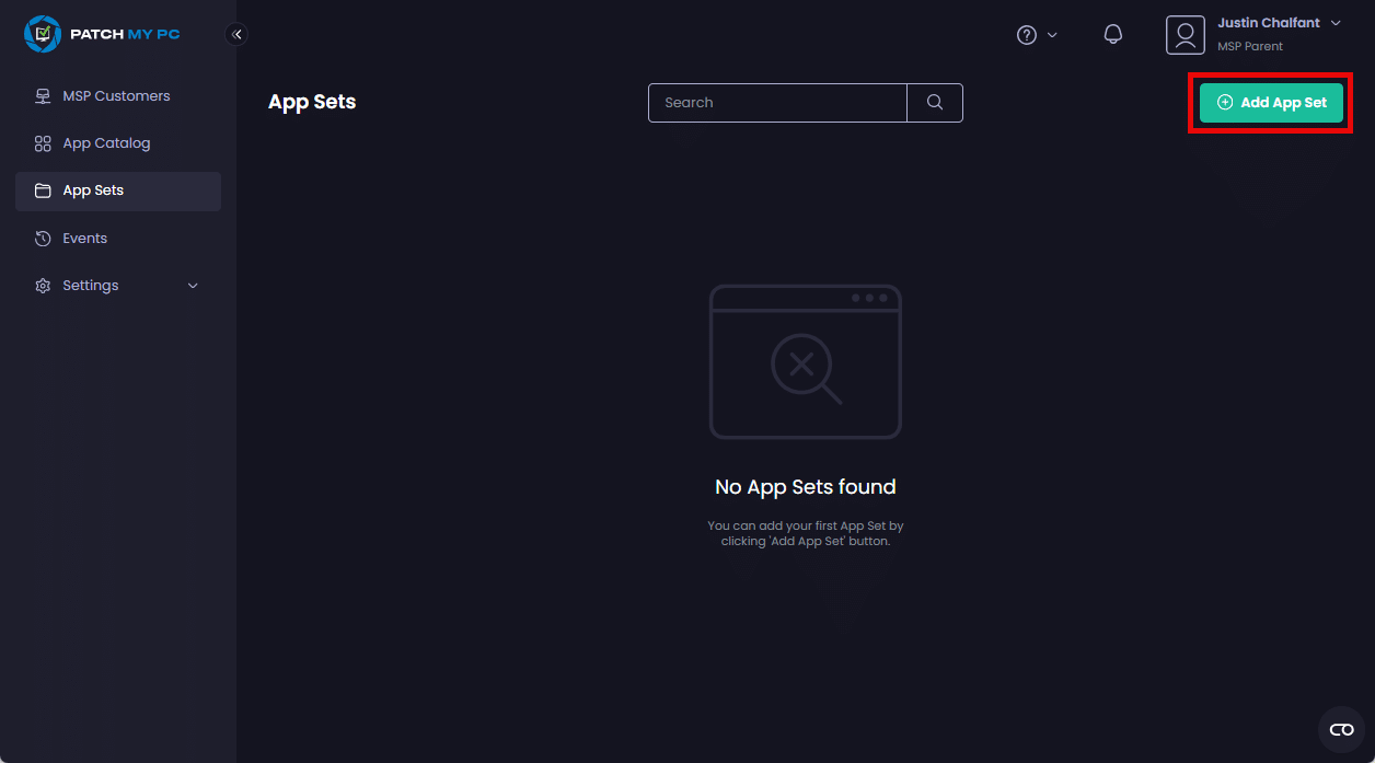 Clicking "Add App Set"