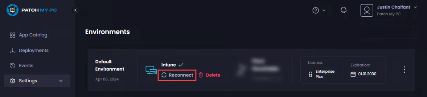 Clicking "Reconnect" underneath your Intune tenant