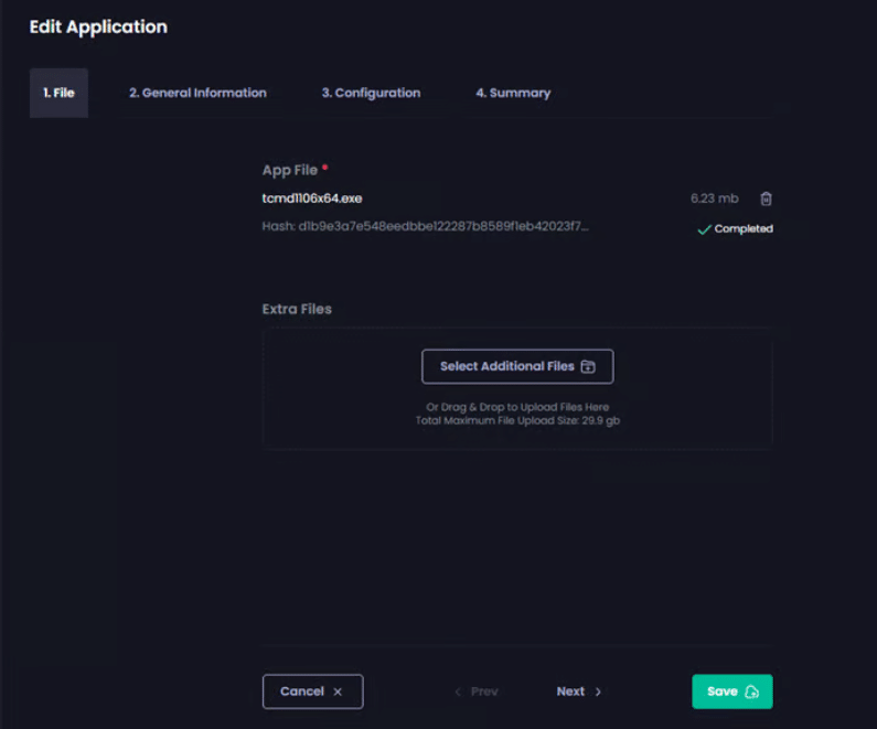 Custom Apps "Edit Application" Wizard