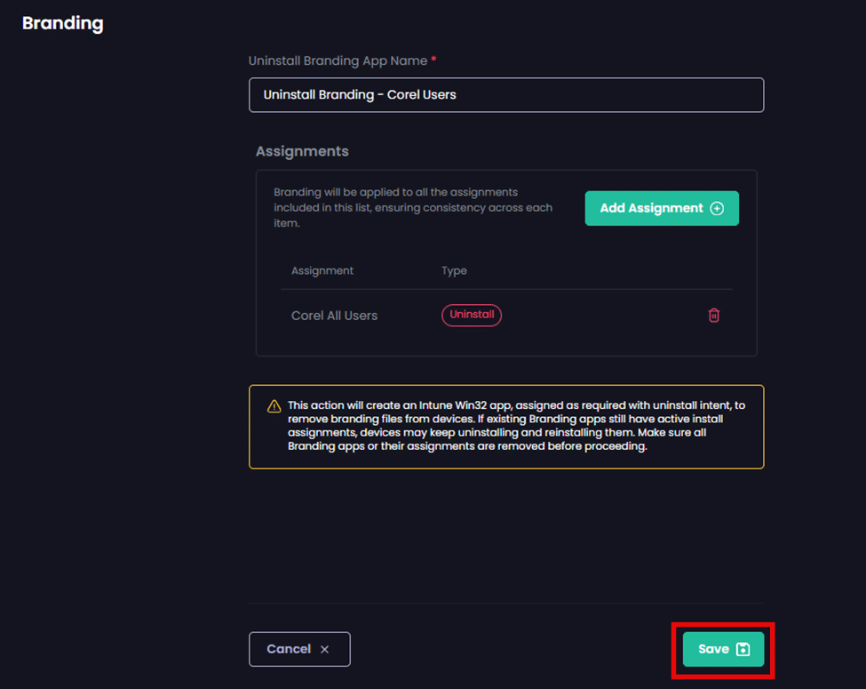 Clicking "Save" to continue