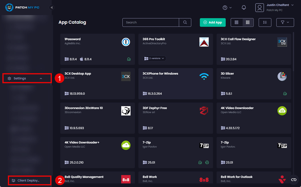 Navigating to "Settings | Client Deployment"