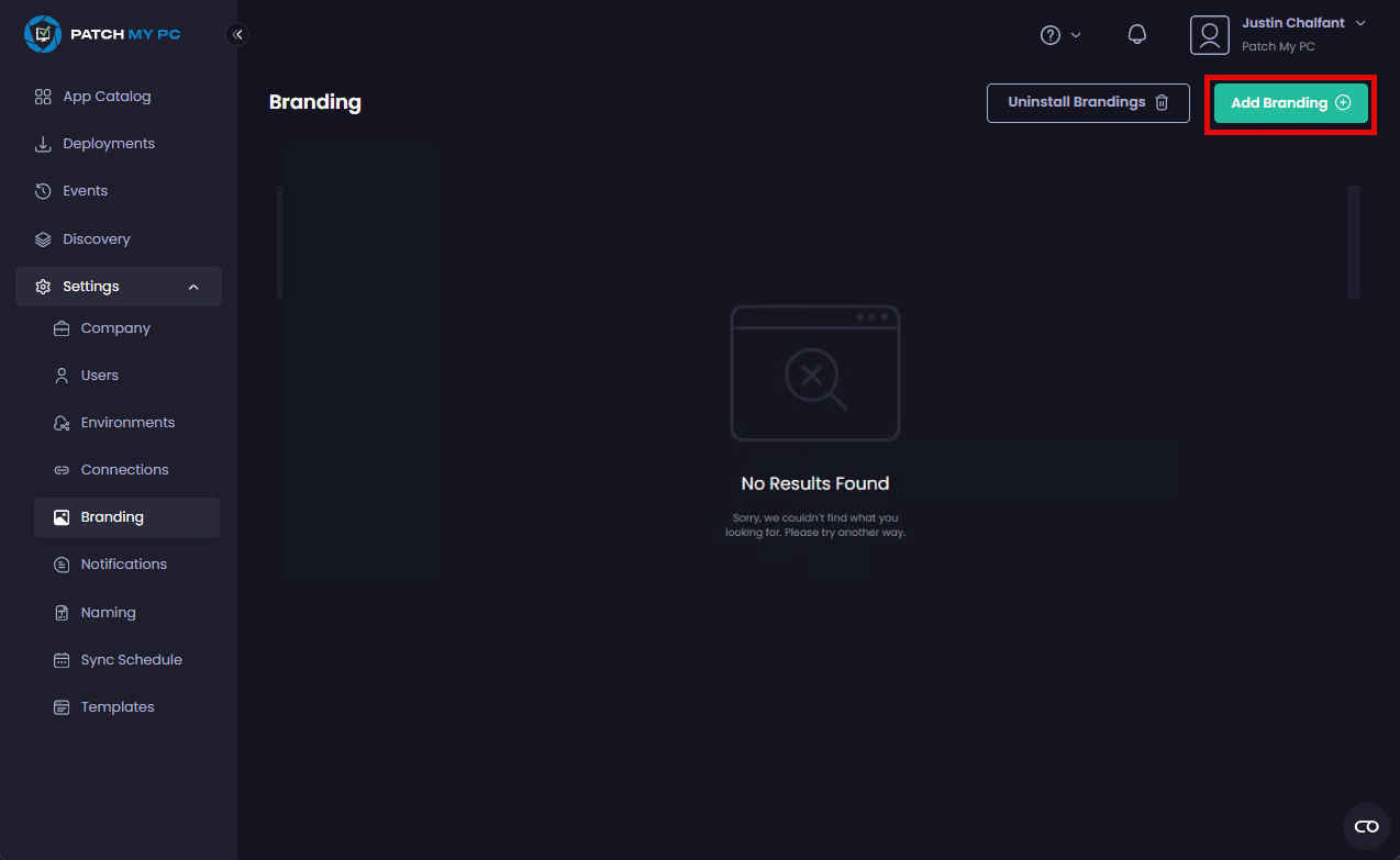 Clicking "Add Branding"