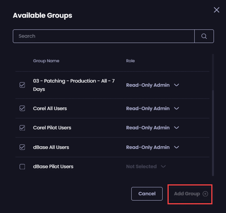 "Add Group" button unavailable