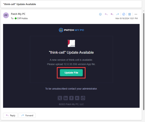 Clicking "Add Version" in the notification email