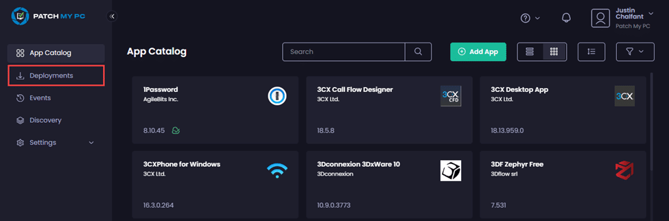 Navigating to the "Deployments" node