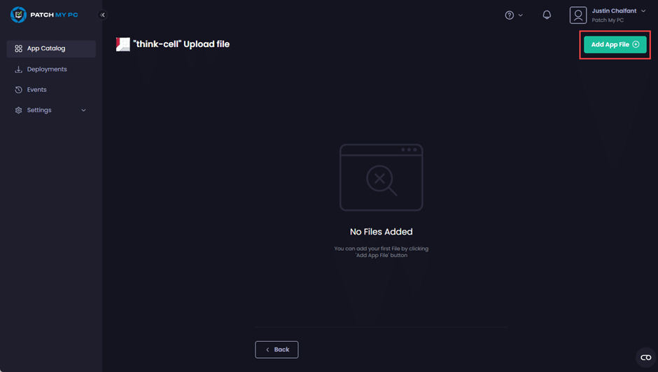 Clicking "Add App File"