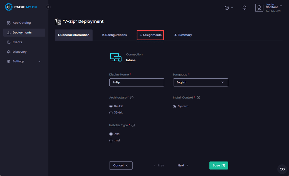 Navigating to the "Assignments" tab