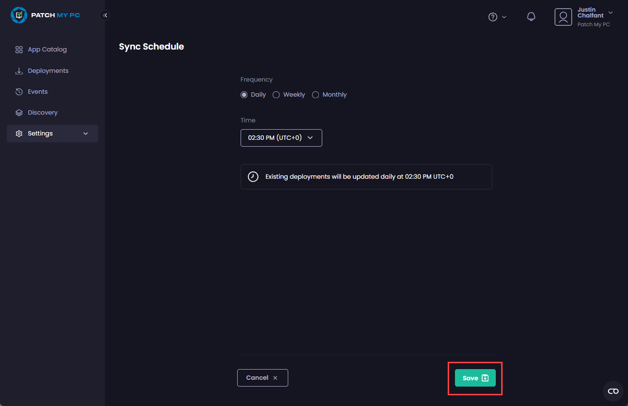Clicking "Save" to save your changes