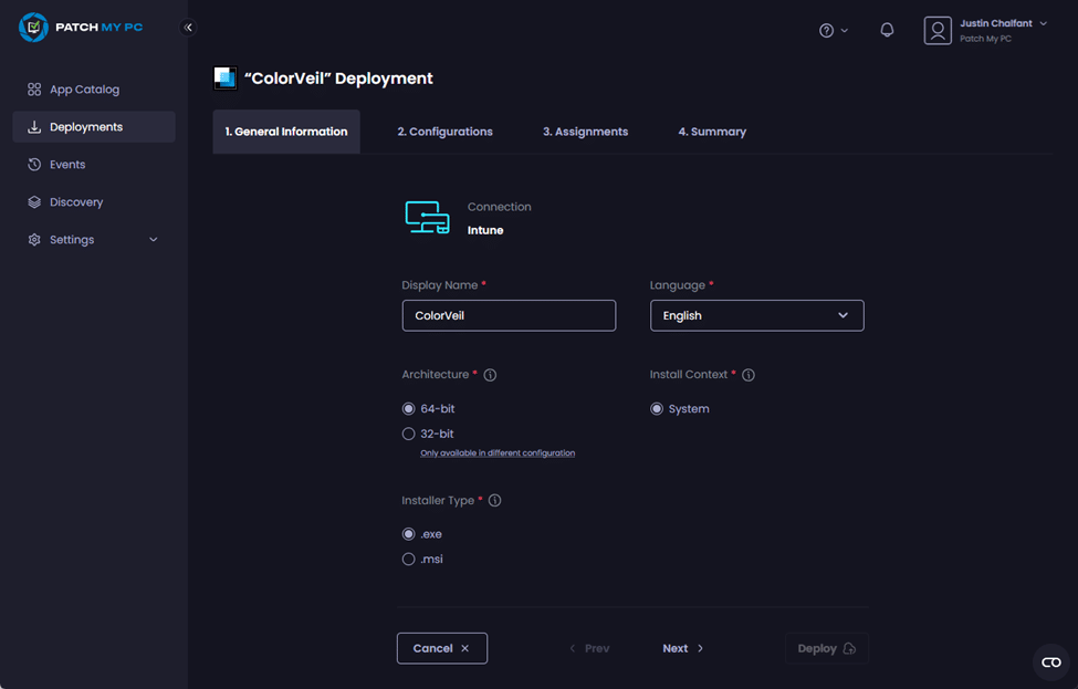 "Deployment wizard" starting