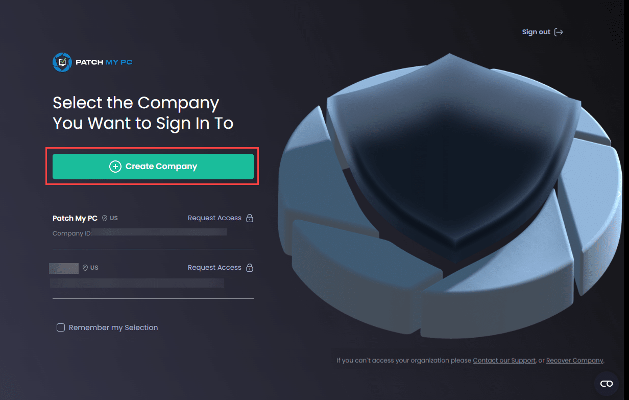 Clicking "Create Company" to create a new company