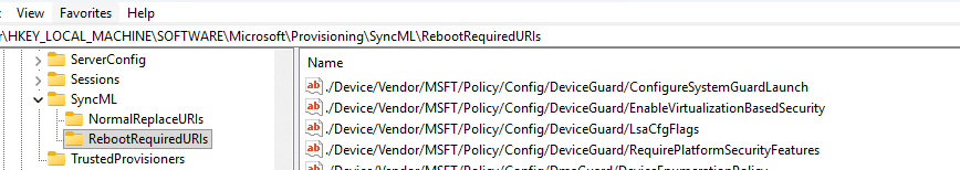 screenshot showing the rebootrequireduri that caused autopilot to reboot