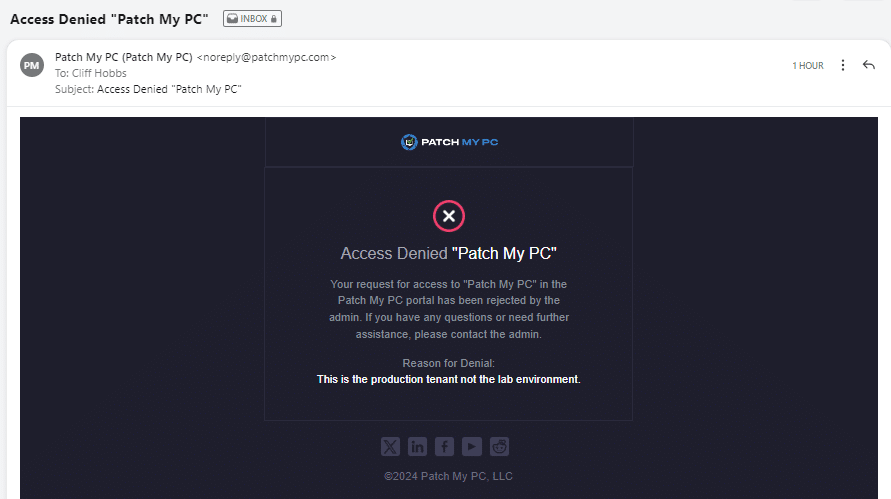 "Access Denied" email