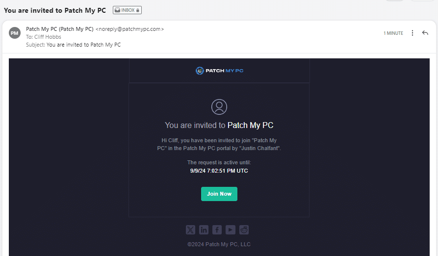 Example "Invitation" email