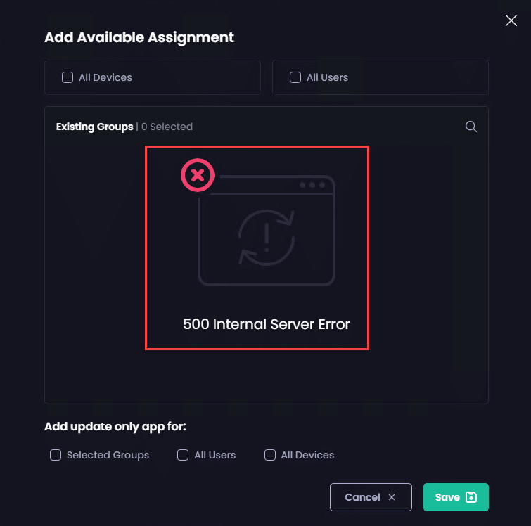 500 Internal Server Error