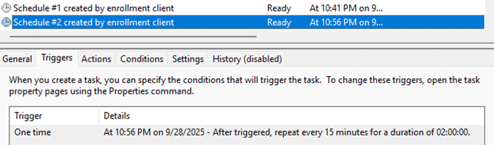 intune sync enrollment schedules created the moment the device is enrolled