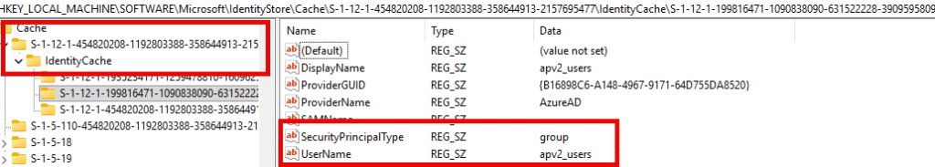 the entra sid to name is cached in the identitystore