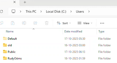 the explorer showing the fact that the username was created based on the displayname