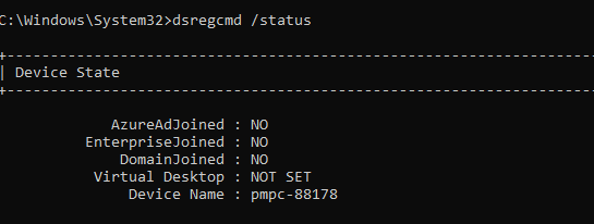 dsregcmd shows the device is not azure ad joined anymore