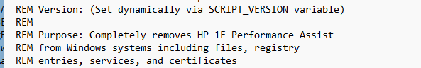 HP OneAgent downloaded a package to remove the hp 1e performance assist