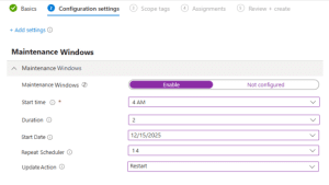 Maintenance Window for OS and Driver Updates in Intune
