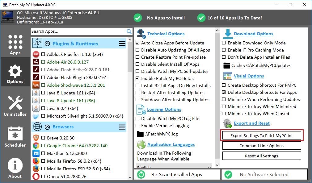Patch My PC Settings Export