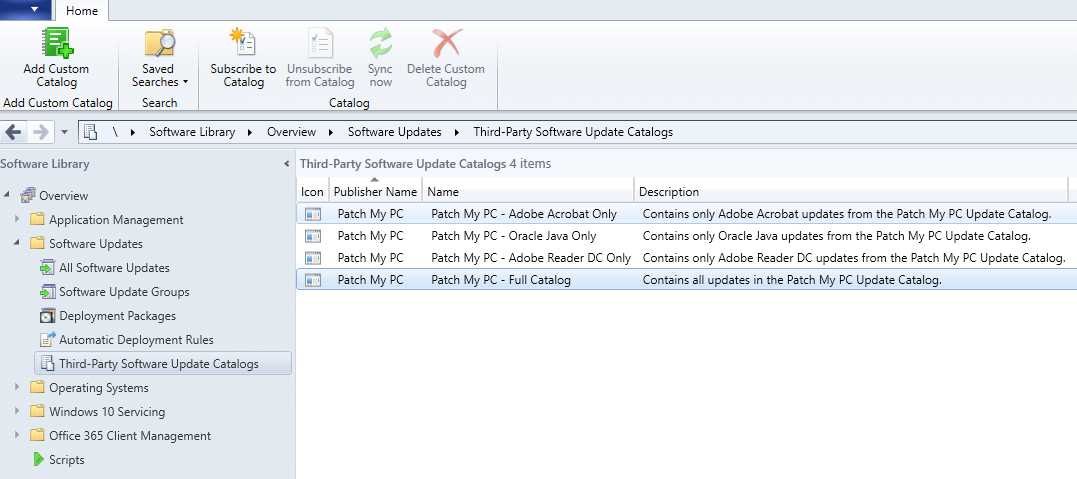 Patch My PC Update Catalog in Microsoft SCCM Console