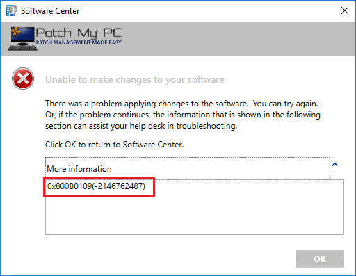 Third-Party Updates Fail to Install with Error 0x800b0109 in SCCM