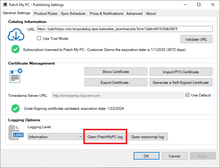 PatchMyPC-Publishing-Service-Open-PatchMyPC-Log-File-UI