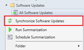 sync sccm software update point for declined updates