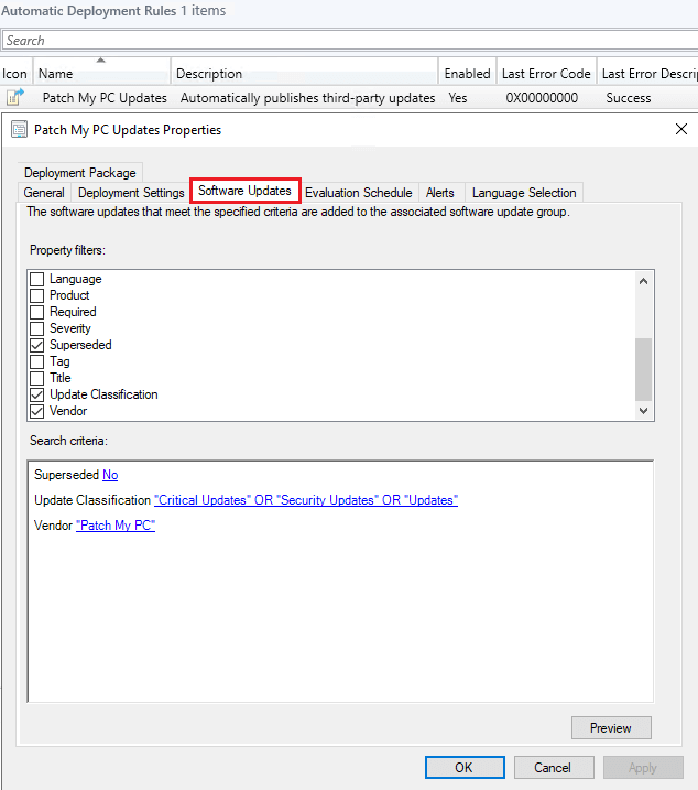 ADR creation patch my pc third-party updates in SCCM