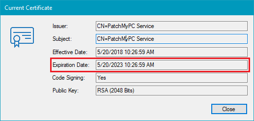 WSUS Signing Certificate Expiration Date