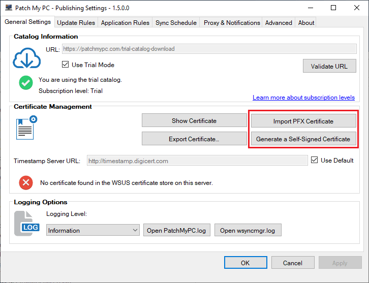 Import PKI or Generate Self-Signed WSUS Signing Certificate for SCCM