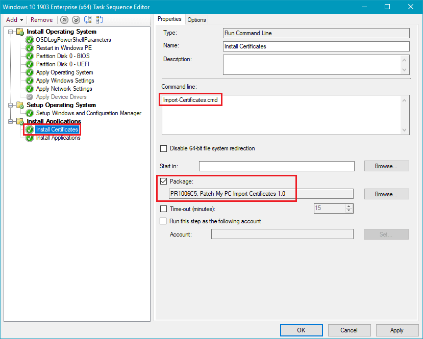 SCCM Run Command Line to Import Certificates