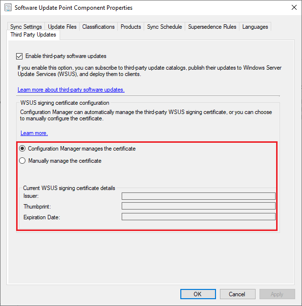 WSUS Signing Certificate Not Populating in SCCM
