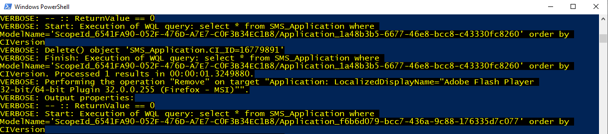 deleting applications with powershell