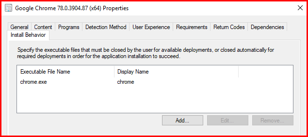 chrome executable name in SCCM