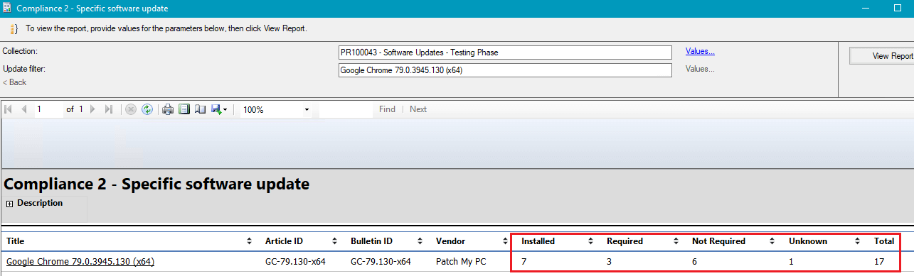 Compliance 2 - Specific software update