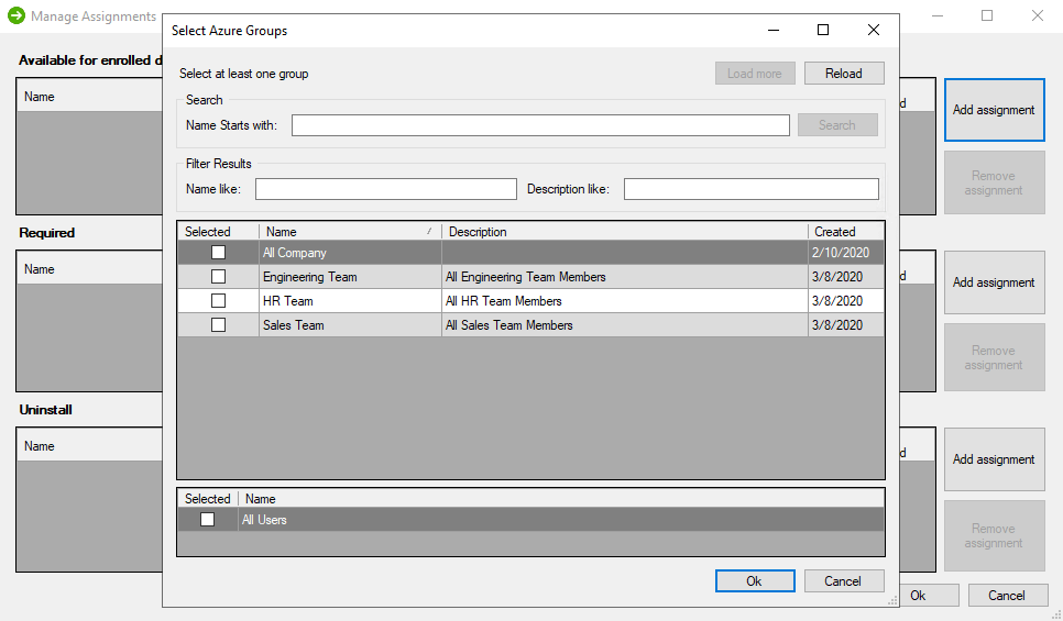 assign app to azure group