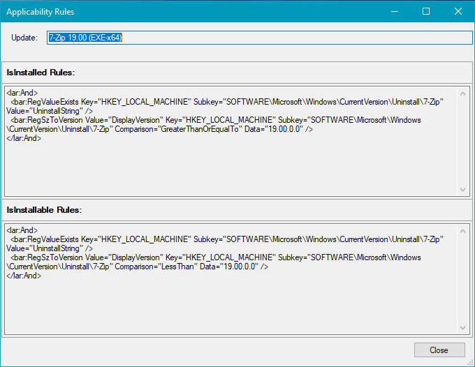 Show Applicability Rules