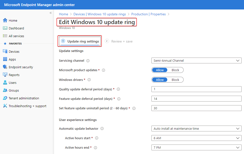 WUfB Policy Deployment in Microsoft Intune