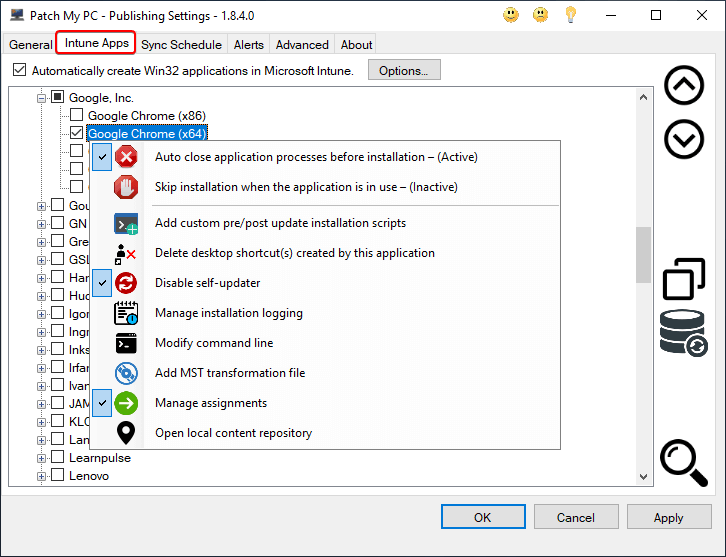 Intune Win32 Application Selection