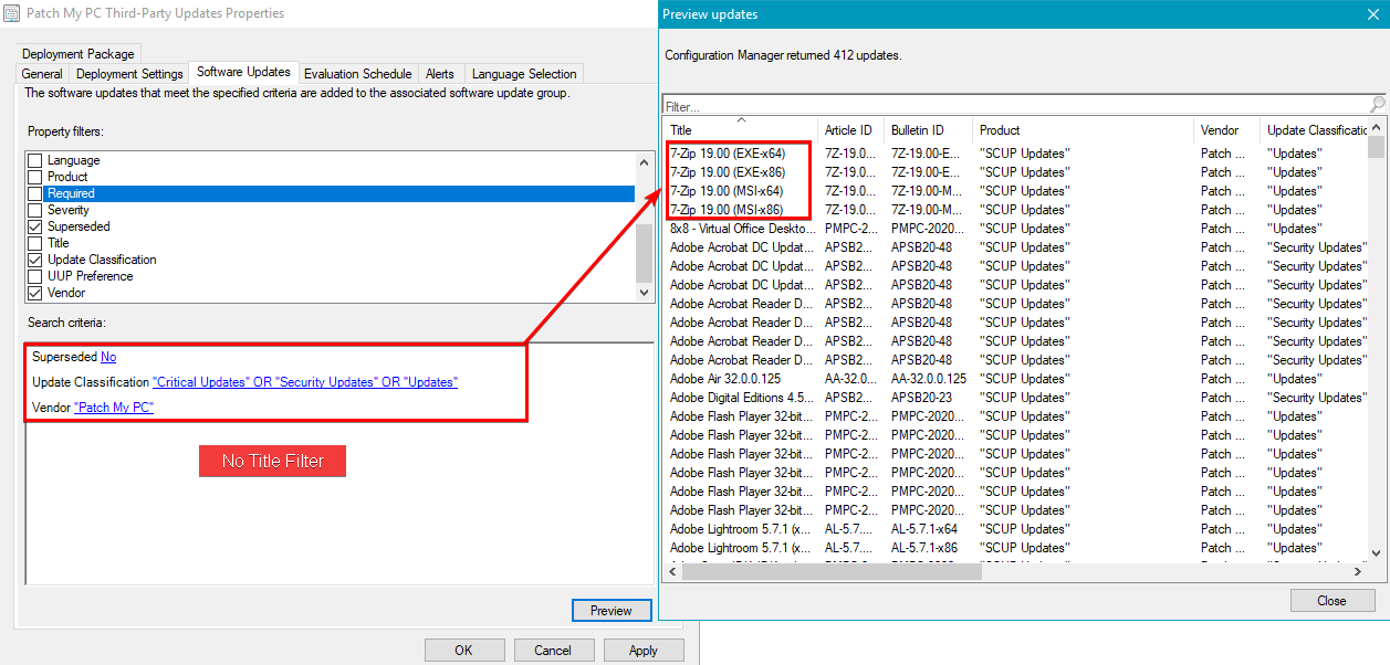 SCCM ADR with No Filters