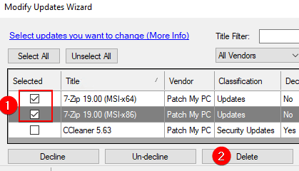 Delete Updates from WSUS for Third-Party Updates