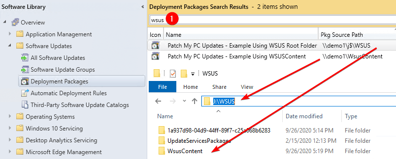 Deployment Package using wsus folders as package source folder