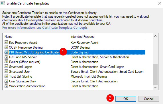 Enable Certificate Templates