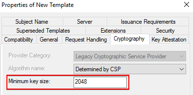 Minimum key size